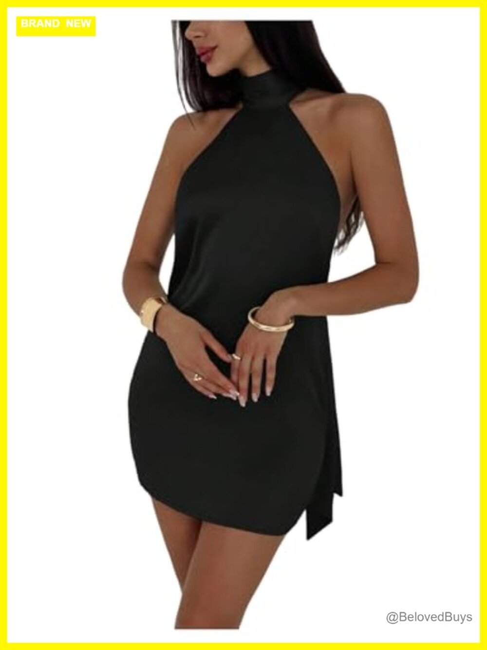 Halter Mini Dress Tie Backless Satin Bodycon Sleeveless Club Night Out